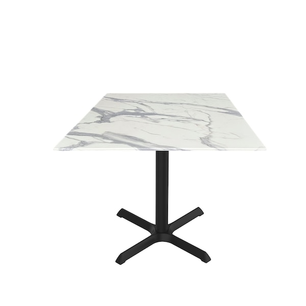 30 Tall OD211 Black Table Base w30x30 foot and 32x32 Square White Marble Top, IndoorOutdoor